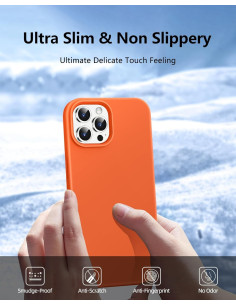 iPhone 15 Pro Max Gummibelagd Skal Kameraskydd Liquid - Orange