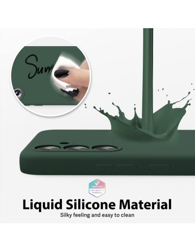 Samsung S25 Gummibelagd Mattgrönt Skal Kameraskydd Liquid - Grön