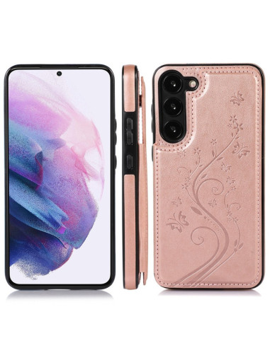 Samsung S25 Stöttåligt Skal Korthållare 3-FACK Flippr V2 - Roseguld