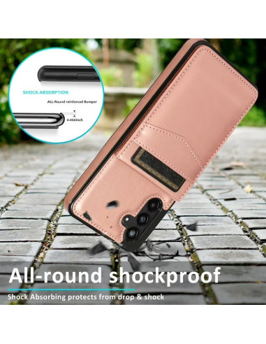 Samsung S25 Mobilskal Korthållare 5-FACK Retro V3 - Roseguld
