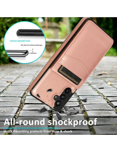 Samsung S25 Mobilskal Korthållare 5-FACK Retro V3 - Roseguld