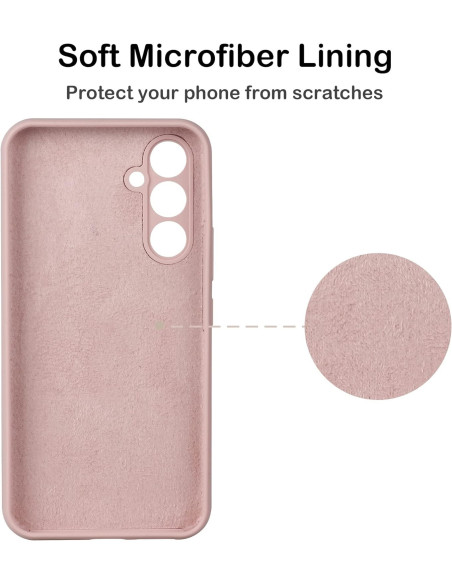 Närbild av det rosa gummiskalet med mjukt mikrofiberfoder för Samsung S25 Plus