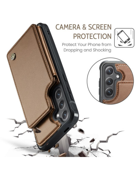 CaseMe Stöttåligt Skal Korthållare Stativ 4-Fack Samsung S25 Plus Brun