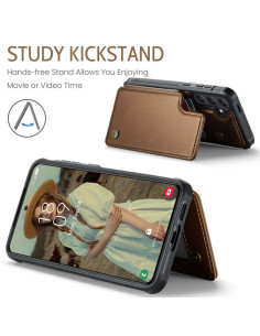 CaseMe Stöttåligt Skal Korthållare Stativ 4-Fack Samsung S25 Plus Brun