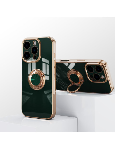 iPhone 16 Pro Max Elegant &amp; Stöttåligt Skal med Ringhållare Flawless - Mörkgrön