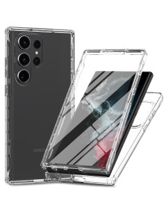 Heltäckande svart TPU-skal för Samsung S25 Ultra, visat från baksidan och sidan