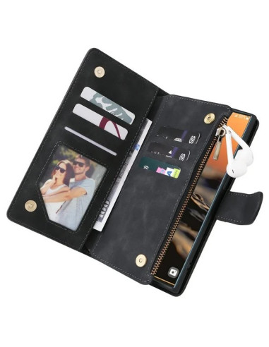 Samsung S25 Ultra Multifunktionellt Plånboksfodral Zipper 8-Fack