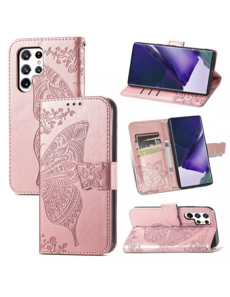 Samsung S25 Ultra Plånboksfodral PU-Läder 4-FACK Motiv Fjäril