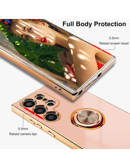 Samsung S25 Ultra Elegant &amp; Stöttåligt Skal med Ringhållare Flawless - Roseguld