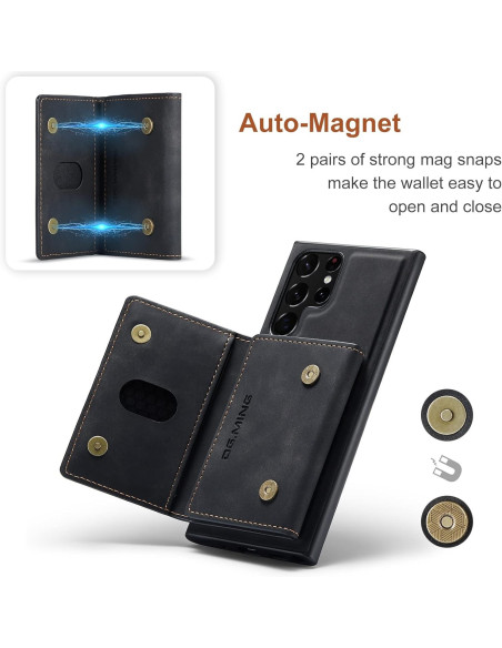 8-FACK Samsung S25 Ultra Stöttåligt Skal med Magnetisk Korthållare DG.MING Detach