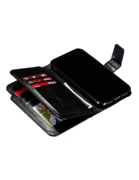 Plånboksfodral för iPhone 12/12 Pro med öppet lock och kortfack i svart konstläder