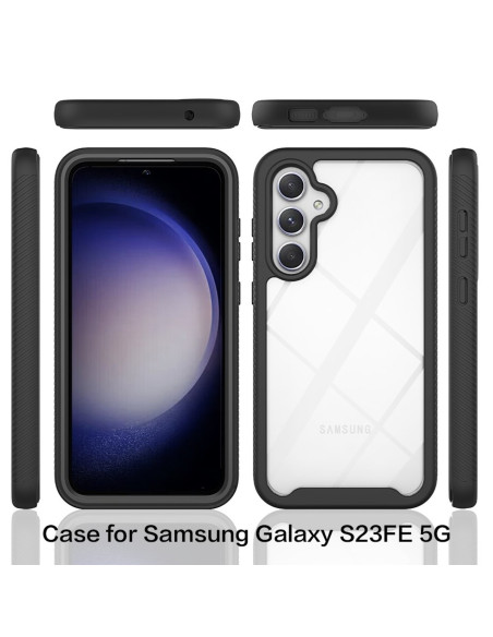 Heltäckande Premium 3D Skal ThreeSixty i svart, sett från sidan med telefon insatt, med fokus på designen
