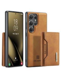 8-FACK Samsung S25 Ultra Stöttåligt Skal med Magnetisk Korthållare DG.MING Detach - Khaki