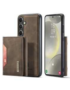 8-FACK Samsung S25 Plus Stöttåligt Skal med Magnetisk Korthållare DG.MING Detach - Brun