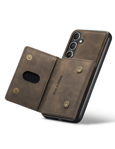 8-FACK Samsung S25 Plus Stöttåligt Skal med Magnetisk Korthållare DG.MING Detach - Brun