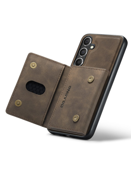 8-FACK Samsung S25 Plus Stöttåligt Skal med Magnetisk Korthållare DG.MING Detach - Brun
