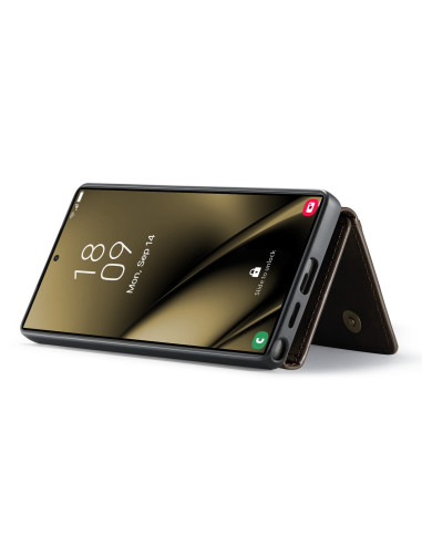 8-FACK Samsung S25 Ultra Stöttåligt Skal med Magnetisk Korthållare DG.MING Detach - Brun