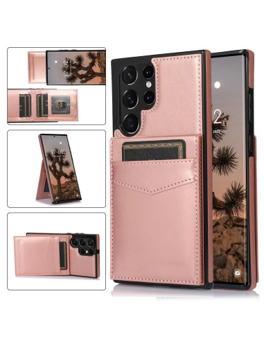 Samsung S25 Ultra Mobilskal Korthållare 5-FACK Retro V3 - Roseguld