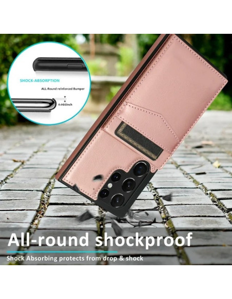 Samsung S25 Ultra Mobilskal Korthållare 5-FACK Retro V3 - Roseguld
