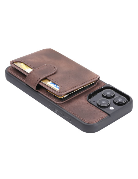 iPhone 16 Pro Max Stöttåligt Premium Skal RFID 7-FACK Solid V6 Nordcell™ - Brun