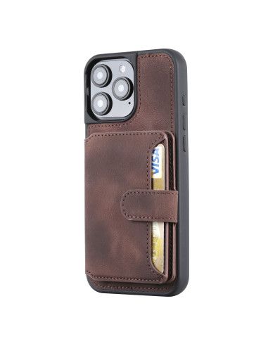 iPhone 16 Pro Max Stöttåligt Premium Skal RFID 7-FACK Solid V6 Nordcell™ - Brun