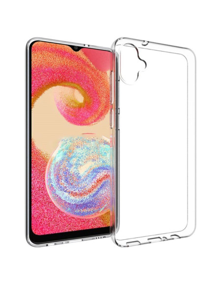 Genomskinligt TPU-skal för Samsung Galaxy A05, sett framifrån med telefonen i skalet