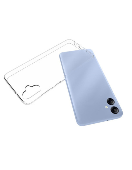 Transparent skal för Samsung Galaxy A05, sett från sidan med telefonen delvis i skalet