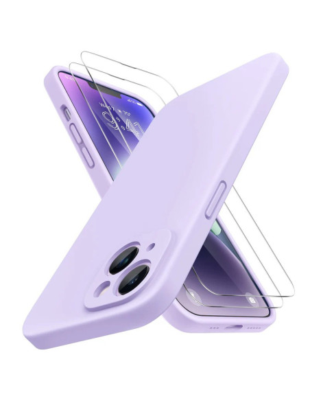 iPhone 14 Gummibelagt Skal med Kameraskydd Liquid V2 - Lila