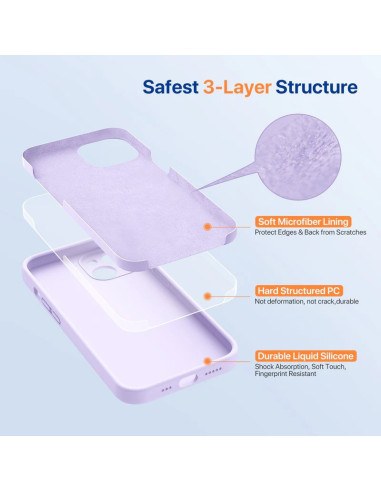 iPhone 14 Gummibelagt Skal med Kameraskydd Liquid V2 - Lila
