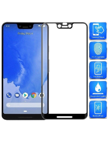Framifrån vy av härdat glas för Google Pixel 3 XL med fullframe-design