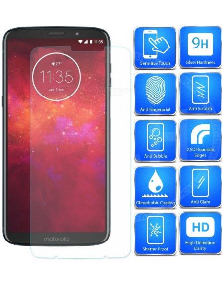 Närbild av härdat glas för Moto Z3 Play med tydlig skärm och skyddande funktioner