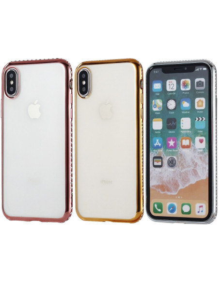 iPhone XS Stöttåligt Mjukt Skal med Strass