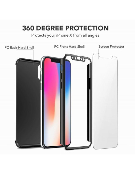 iPhone XS | 360° 3in1 FullCover Skal + 0.26mm 9H Glas