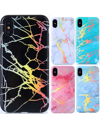 Stötdämpande marmorskal i vit färg för iPhone XS med elegant mönster