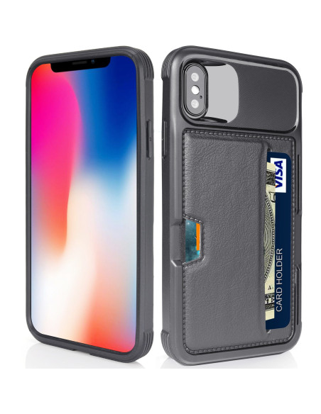 iPhone XS Stöttåligt Skal med Kortfack Solid V2