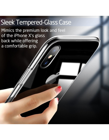 iPhone XS Max Stötdämpande Skal 9H Härdat Glas Baksida Glassback