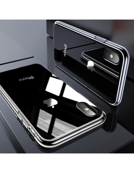 iPhone XS Max Stötdämpande Skal 9H Härdat Glas Baksida Glassback