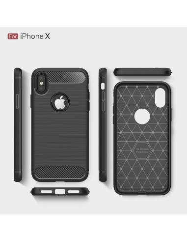 Svart TPU-skal för iPhone XS Max med mönstrad insida och öppning för Apple-logotypen