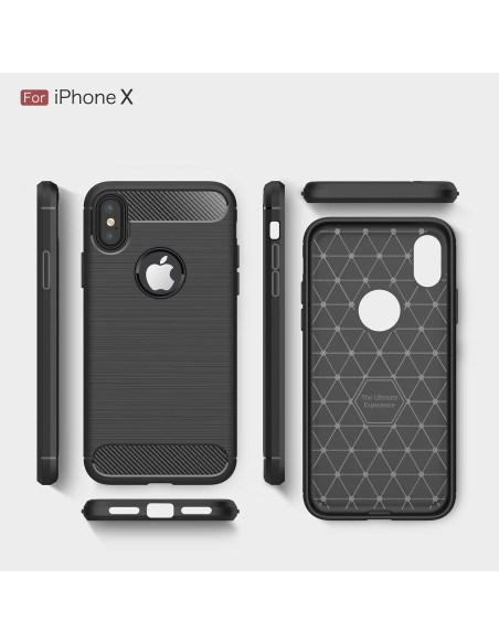 Svart TPU-skal för iPhone XS Max med mönstrad insida och öppning för Apple-logotypen