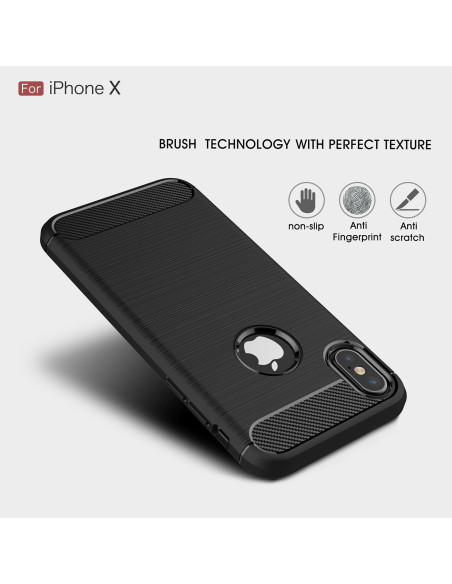 Svart skal för iPhone XS Max med borstad yta och öppning för kameran