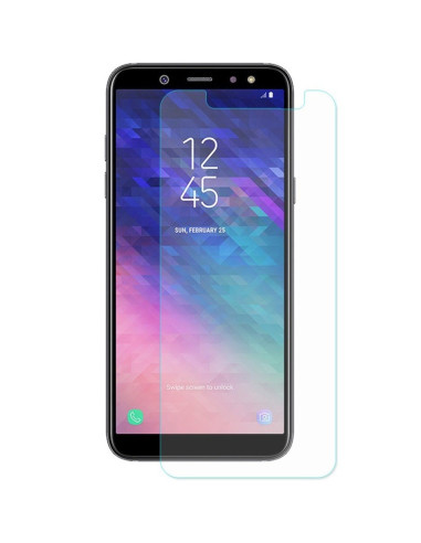 Transparent skärmskydd monterat på Samsung A6 2018 med tydlig skärmvisning