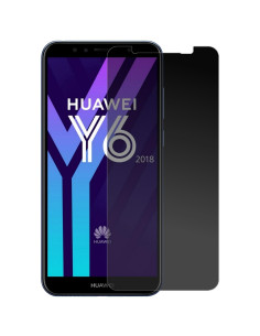 Privacy härdat glas monterat på Huawei Y6 2018, visar anti-spy funktion
