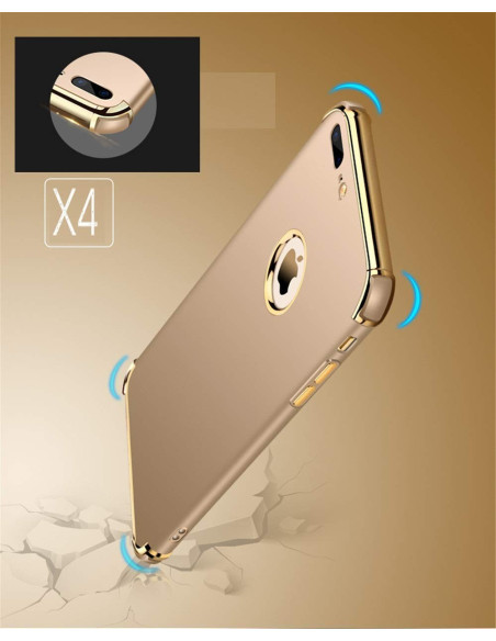 Rosaguld iPhone 8 skal med guldiga detaljer, visat i en detaljvy med förstärkta hörn
