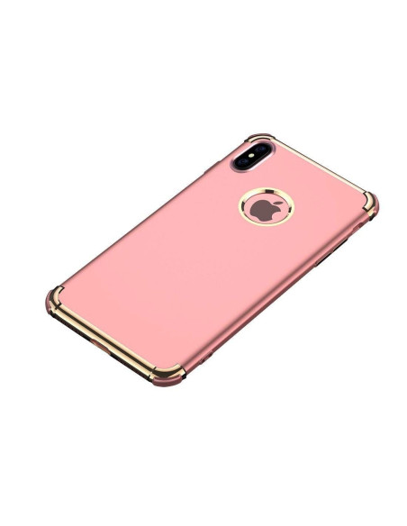 iPhone XS Max skal i rosa med guldiga hörn, visat bakifrån med kameraöppning