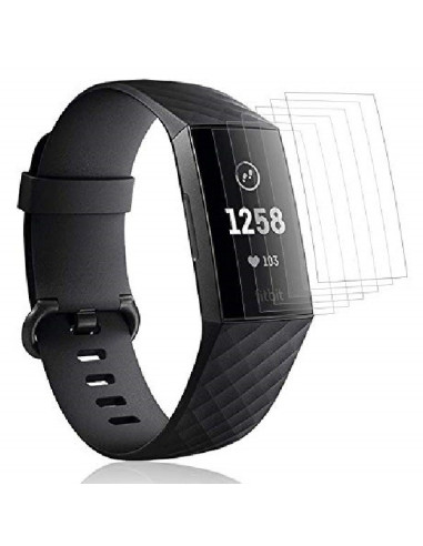 Transparent skärmskydd monterat på Fitbit Charge 3 med tydlig display