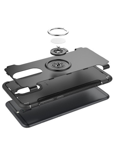 Detaljvy av det stöttåliga skalet med ringhållare för Huawei Mate 20 Lite, visat i flera delar