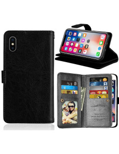 iPhone X Praktiskt Plånboksfodral 2in1 med 11-Fack Loop