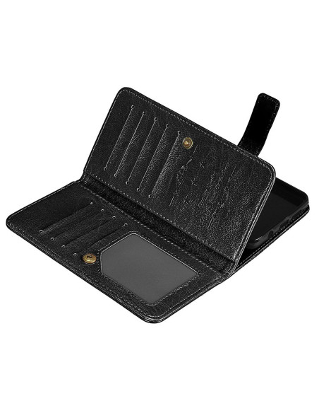Öppet plånboksfodral för iPhone XS med flera kortfack och genomskinlig fack för ID-kort