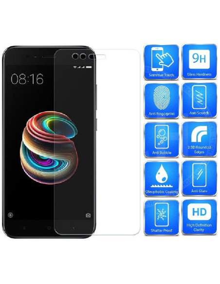 Närbild av Xiaomi Redmi 6A härdat glas med rundade kanter och skydd mot repor