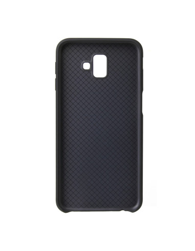 Mattsvart gummibelagt silikonskal för Samsung J6 2018, sett bakifrån med texturerad yta